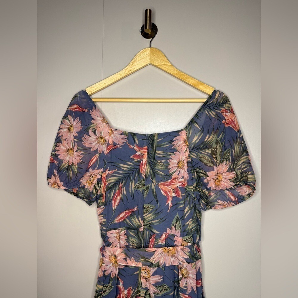 Julia Jordan Floral Midi Dress Wedding Guest Cottagecore Wrap Blue Pink Size 10 - Picture 7 of 9